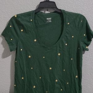 Pink Brand, Hunter Green tee with gold stars